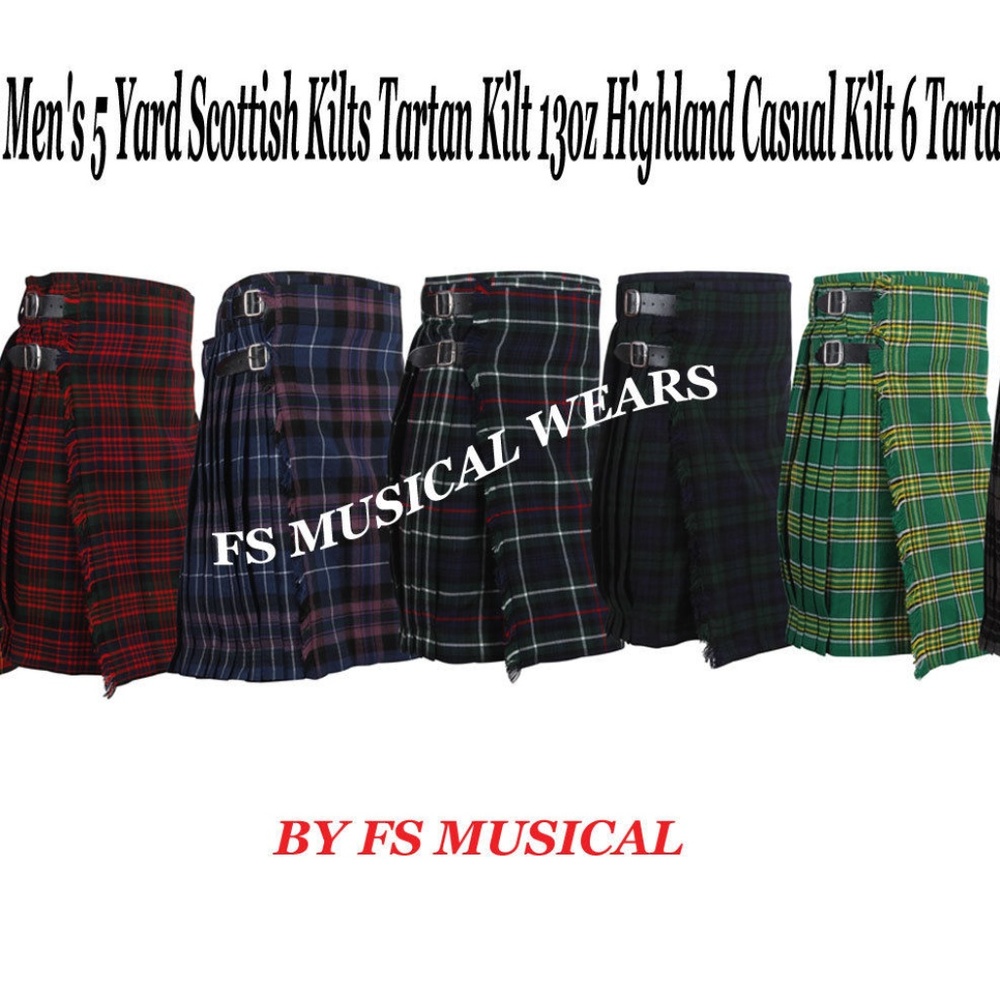 New Men's 5 Yard Scottish Kilts Tartan Kilt 13oz